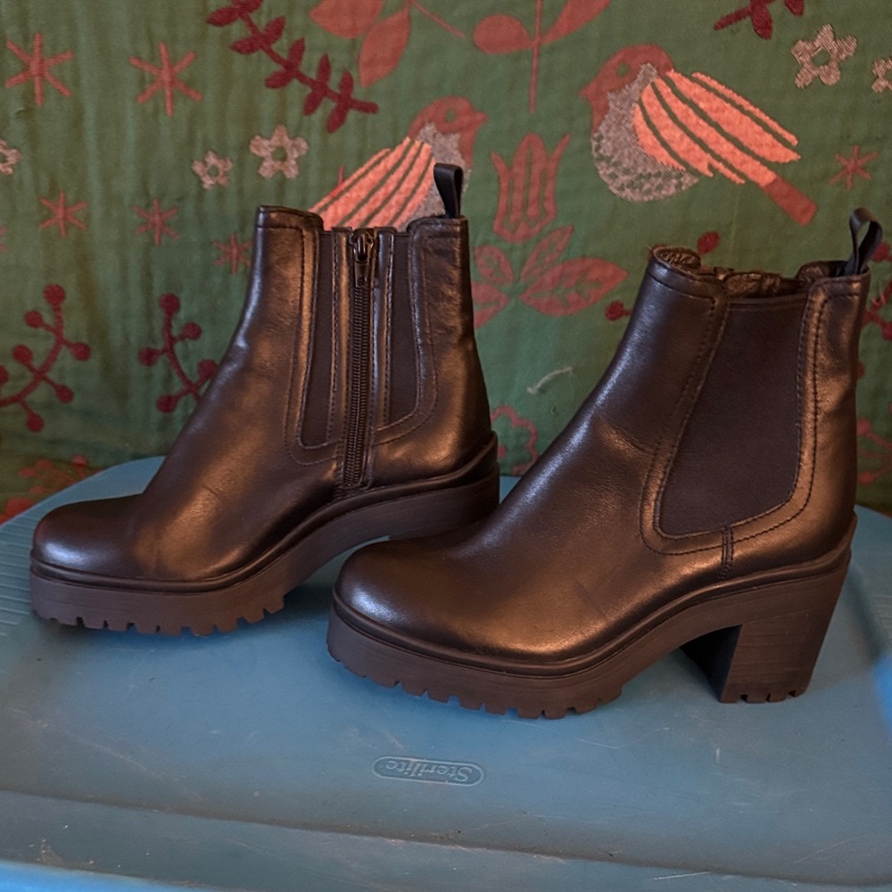 Jeffrey Campbell Black Leather Ankle Boots